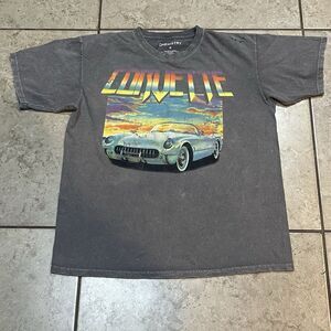 Chemistry-Chevrolet‎ Men's Medium Gray C1 Corvette Sunset T-Shirt (Flawed)